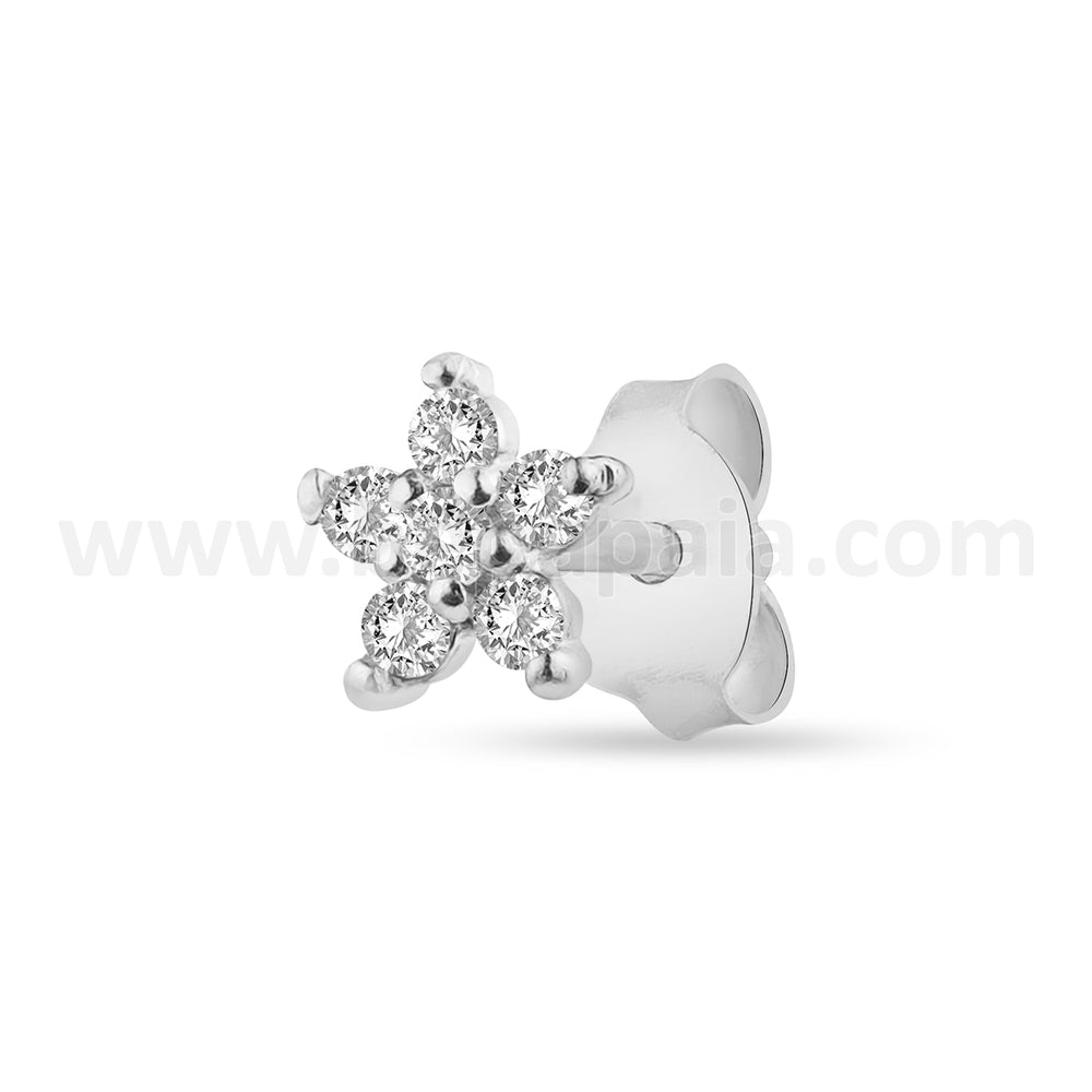 Silver ear stud with zirconia mix