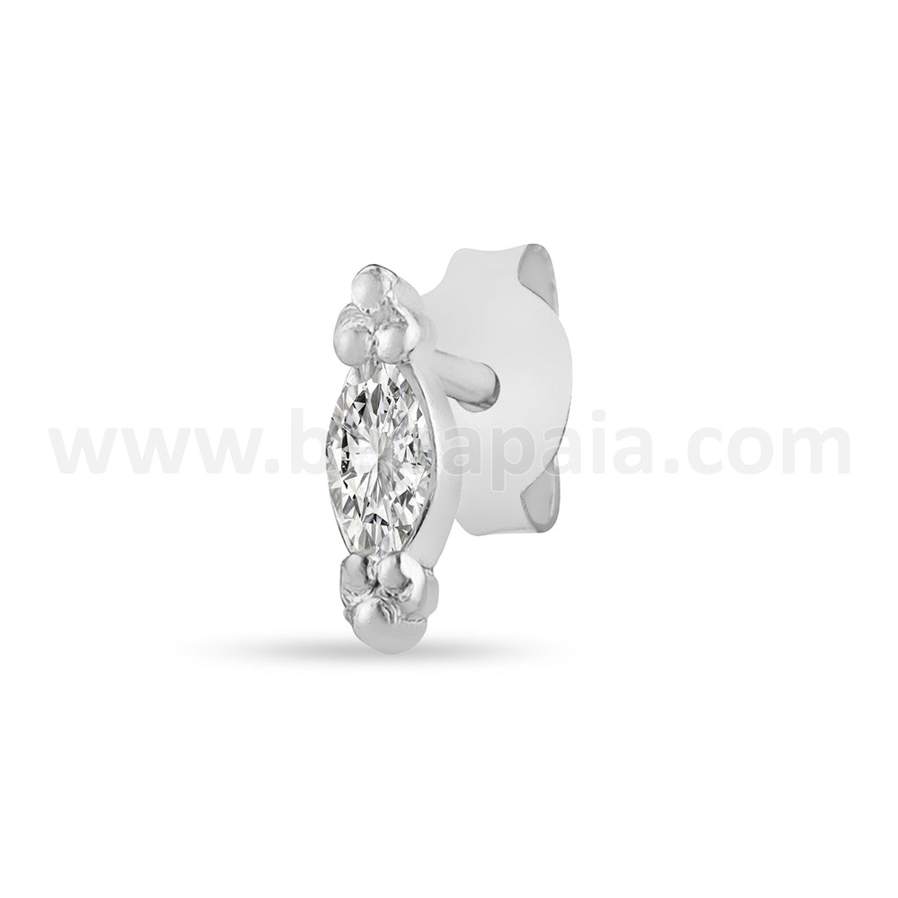 Silver ear stud with zirconia mix