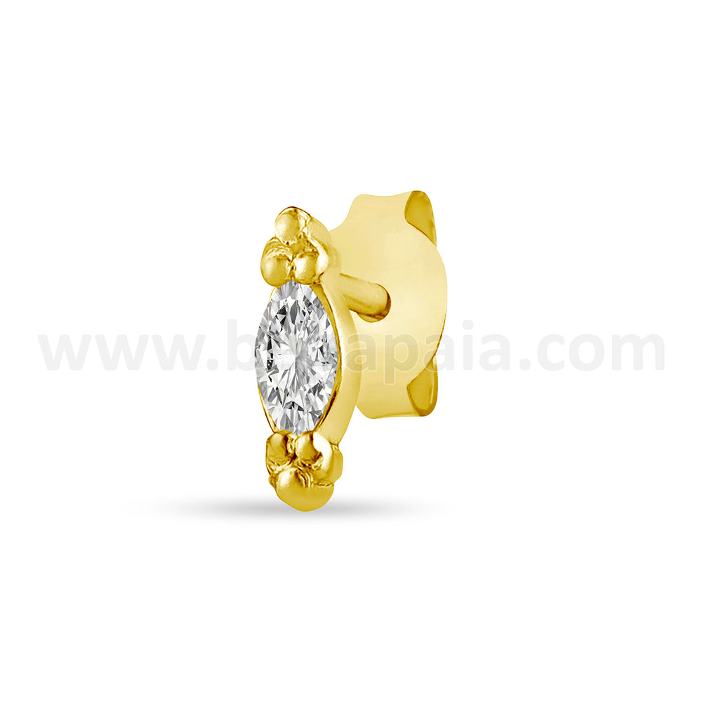 Gold plated silver ear stud with zirconia mix