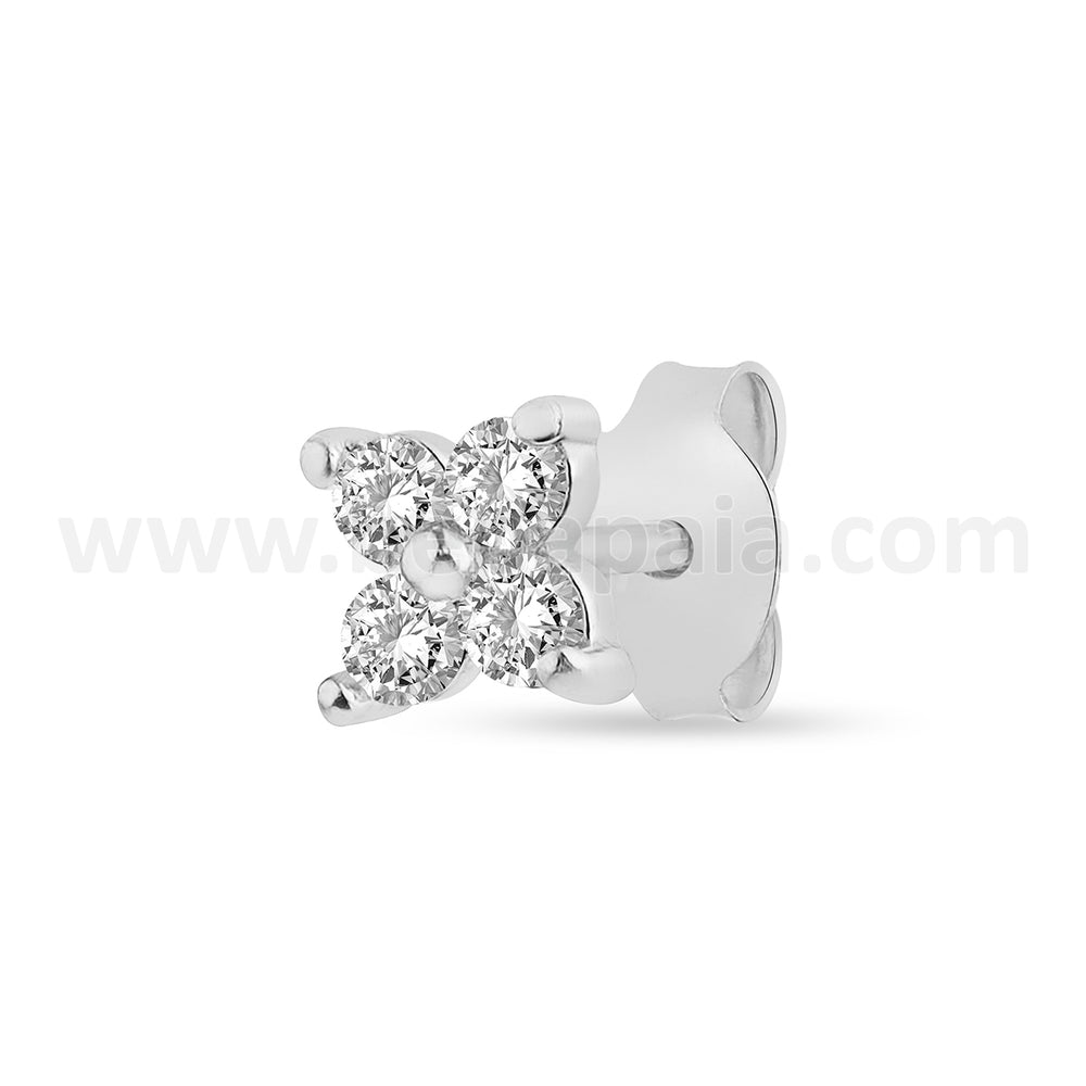 Silver ear stud with zirconia mix