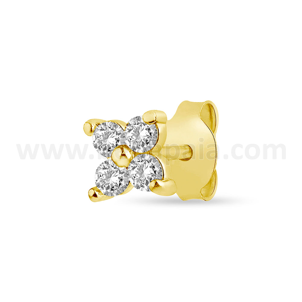 Gold plated silver ear stud with zirconia mix