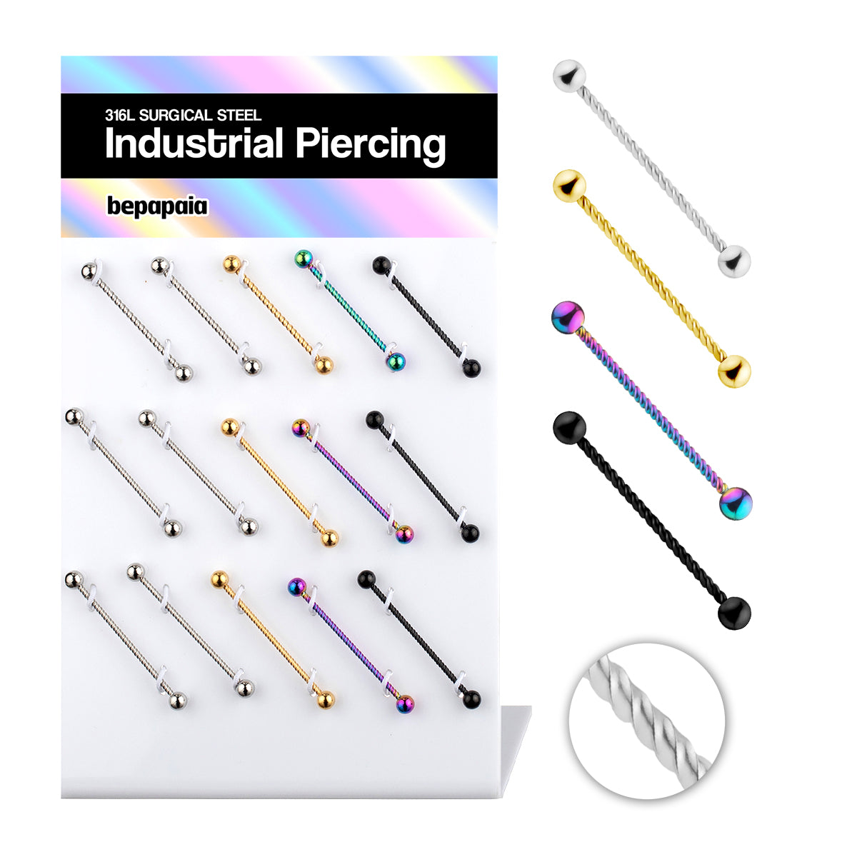 Piercing industrial diseño cuerda