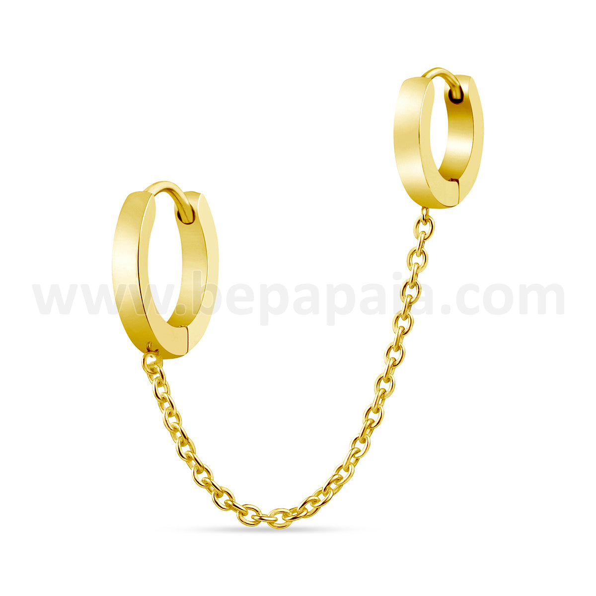 Double huggie hoop earring with chain