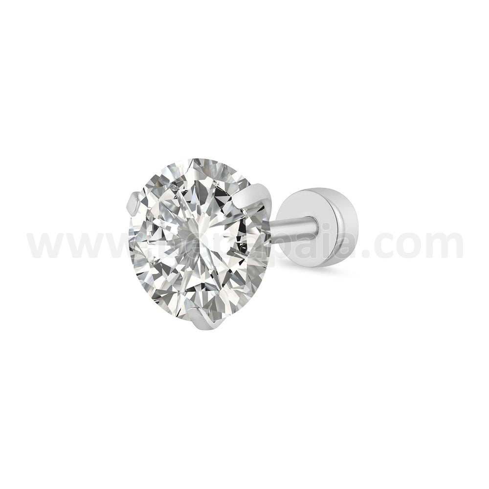 Fake plug with prong-set cubic zirconia