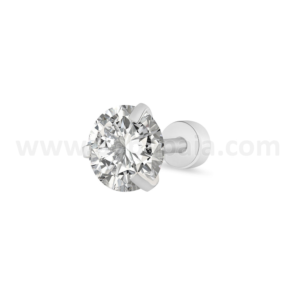 Fake plug with prong-set cubic zirconia