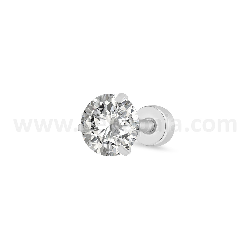 Fake plug with prong-set cubic zirconia