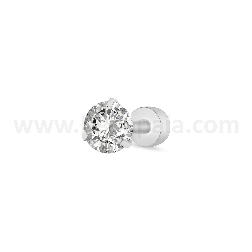 Fake plug with prong-set cubic zirconia