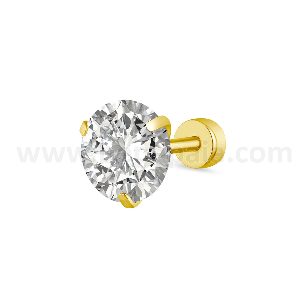 Fake plug with prong-set cubic zirconia