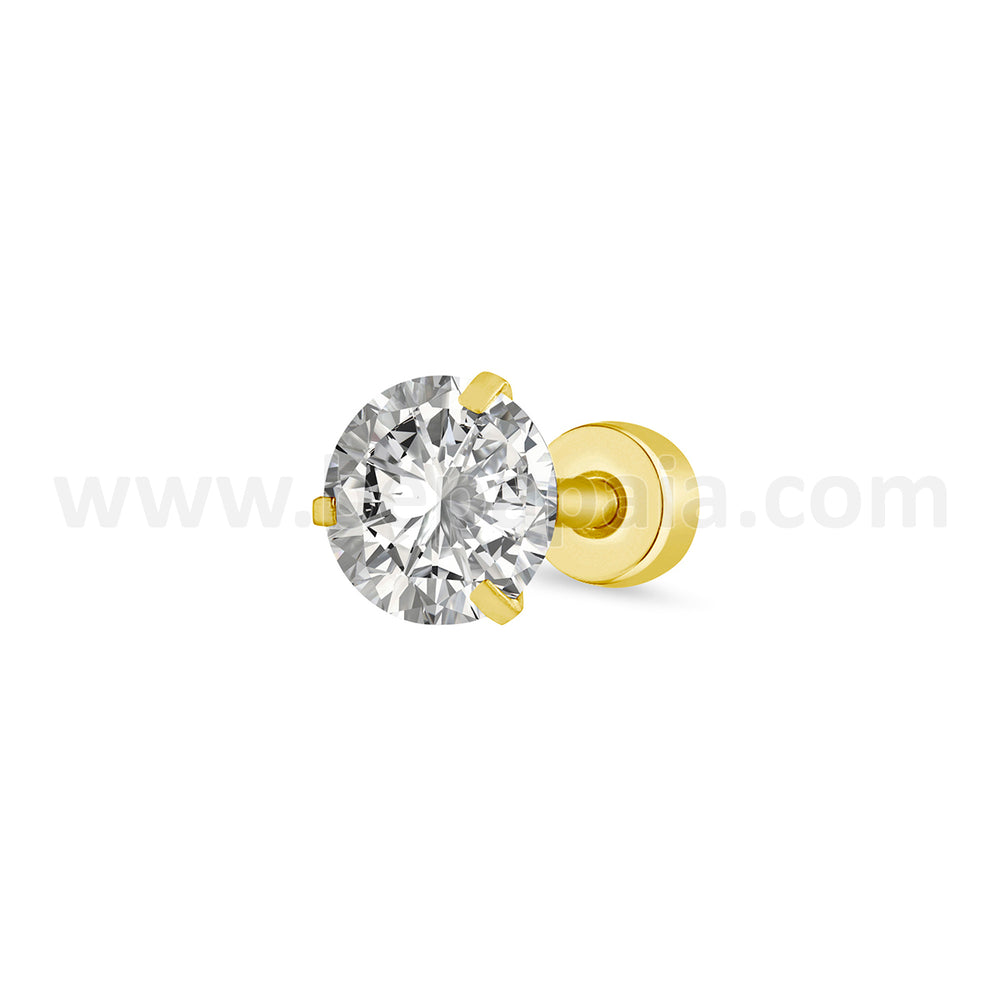 Fake plug with prong-set cubic zirconia