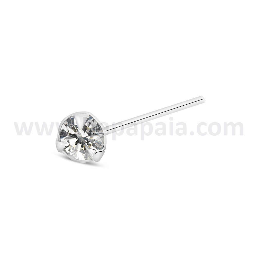 Easy to bend silver nose stud with white cubic zirconia mixed shapes