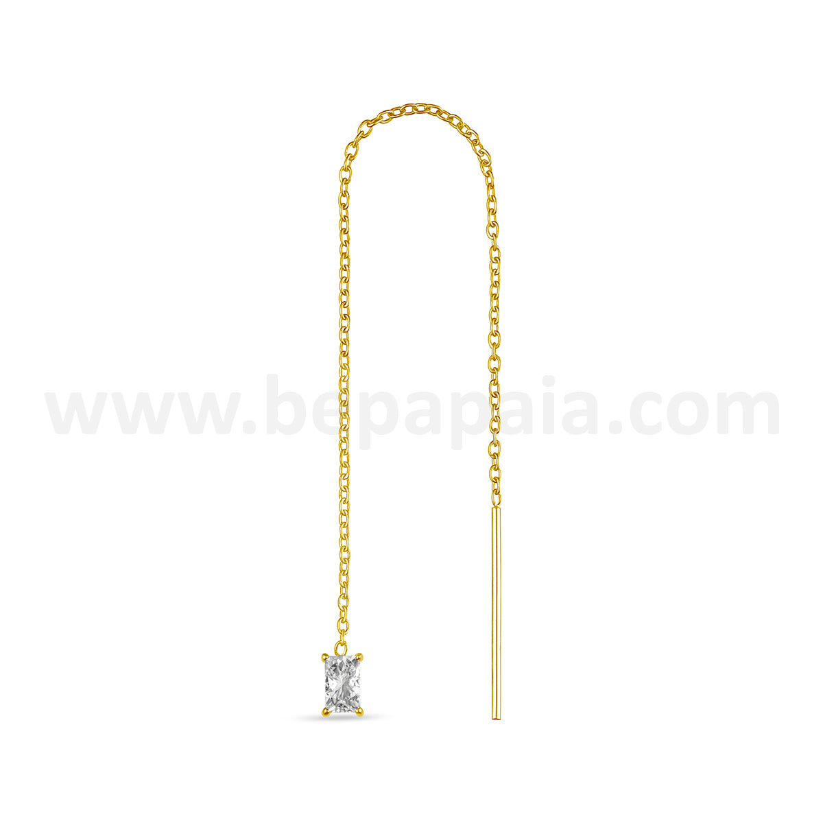 Gold steel threader chain earring