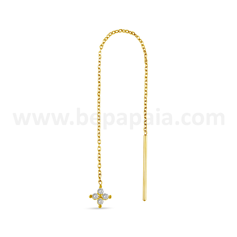 Gold steel threader chain earring