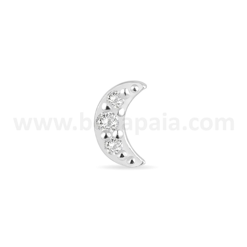 Puce d’oreille en argent avec Lune et pierres