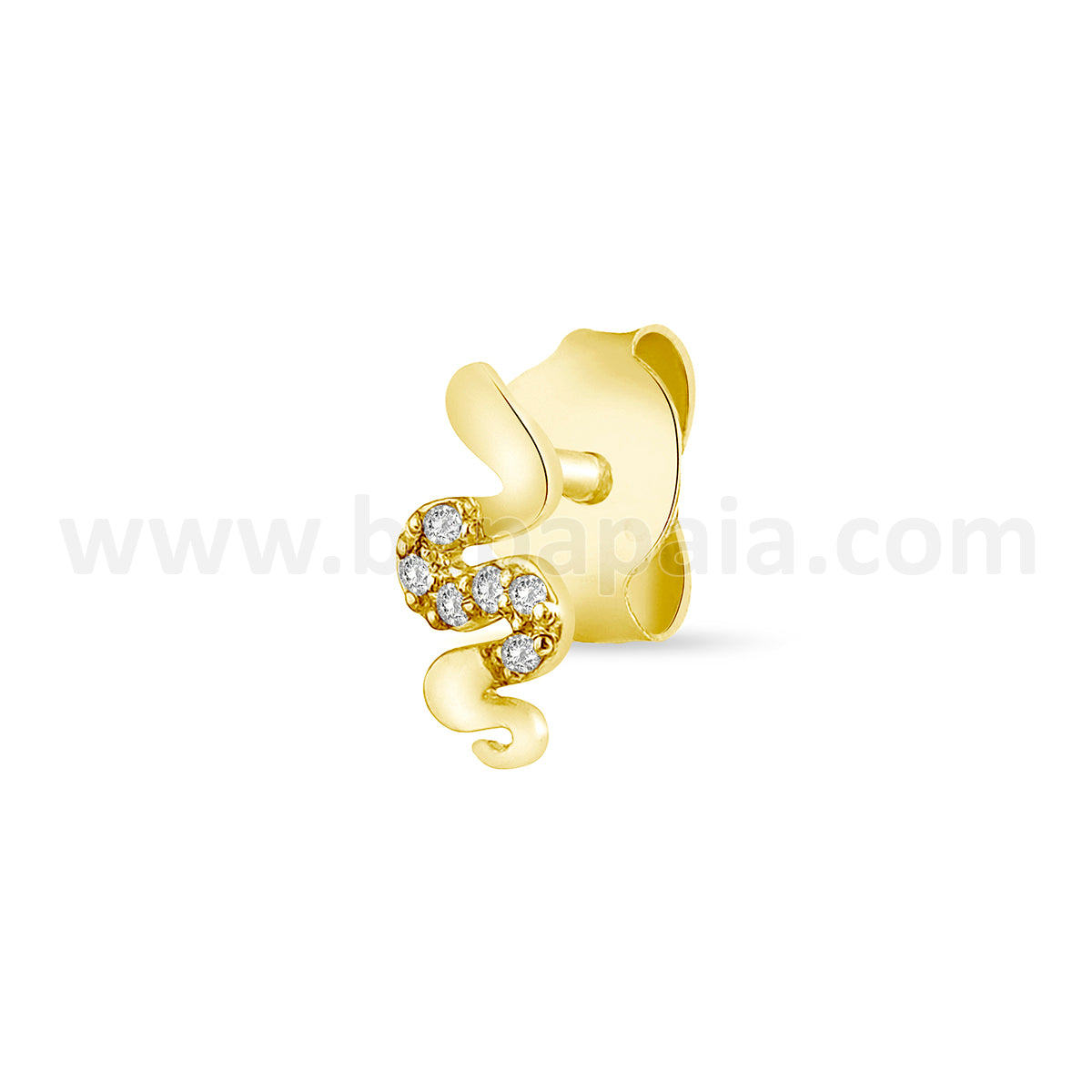 Silver ear stud with snake and gems