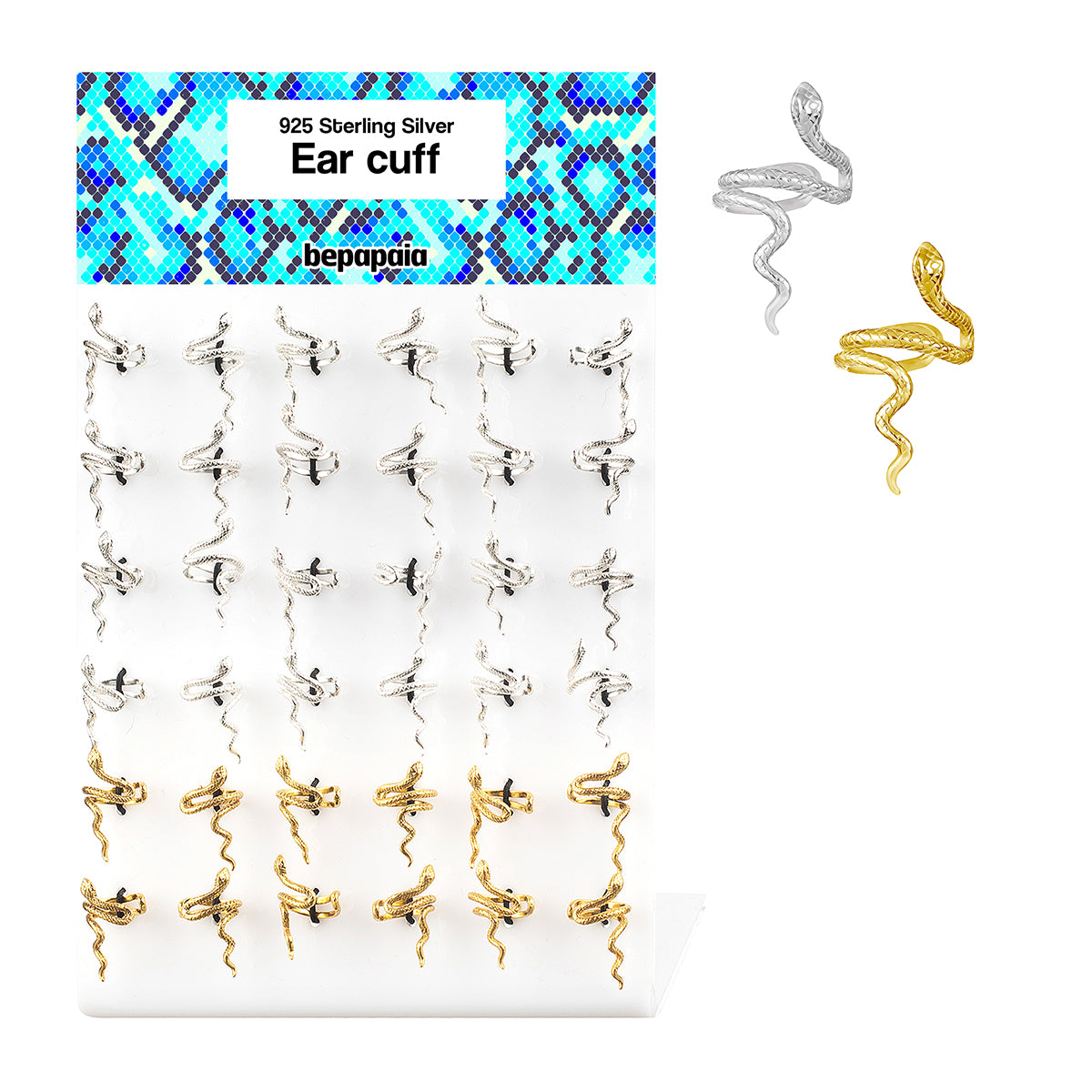 Gold plated Silver ear cuff with snake