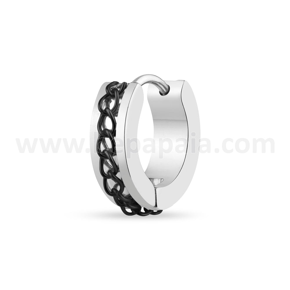 Huggie hoop earring with chain