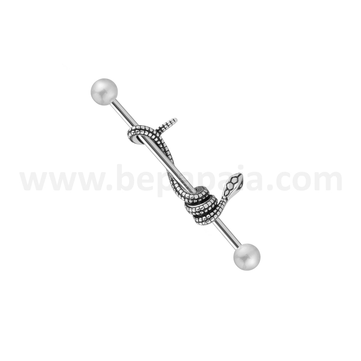 Industrial piercing with snake and arrow
