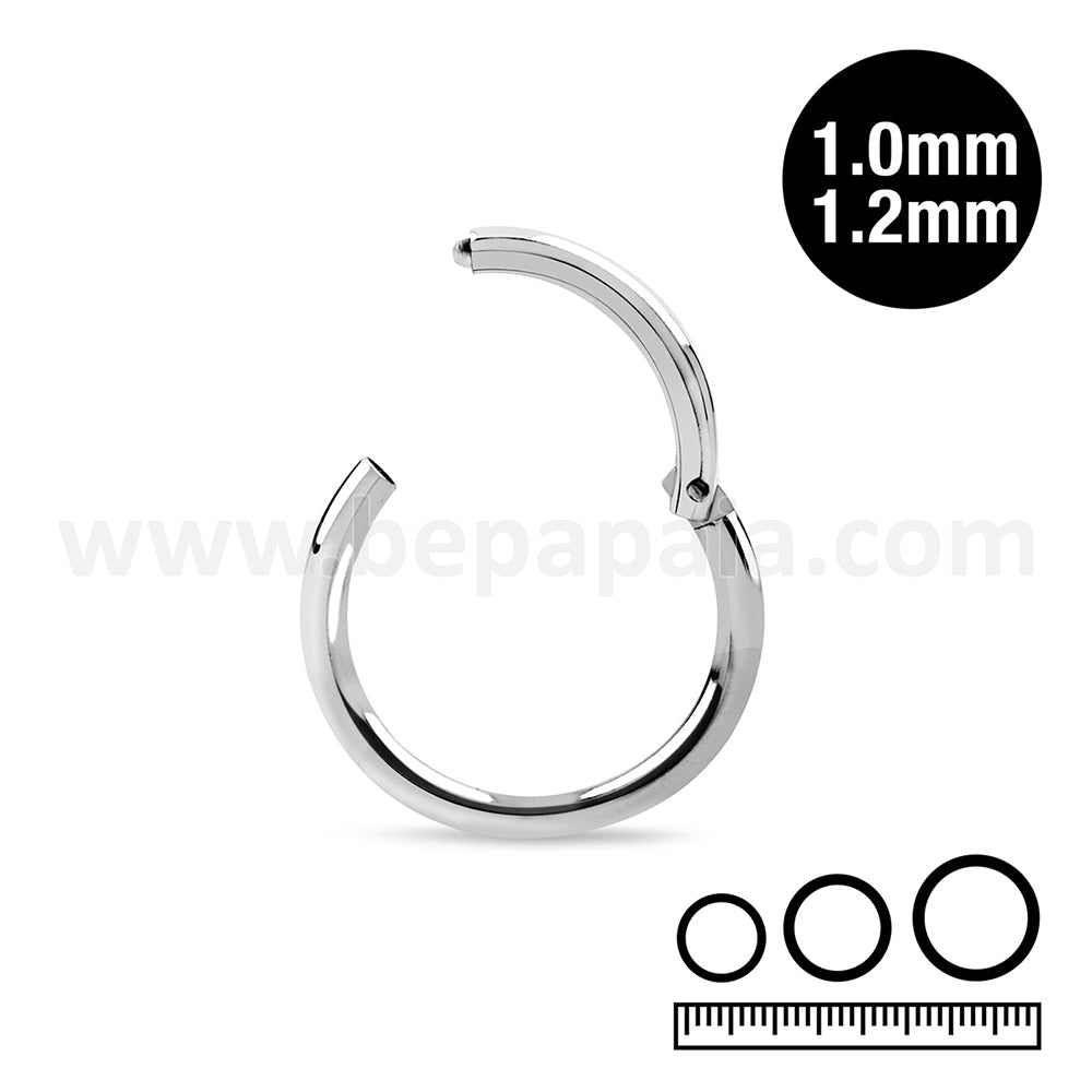 Piercing anneau de segment en Acier Chirurgical avec fermeture de charnière 1.0 - 1.2mm