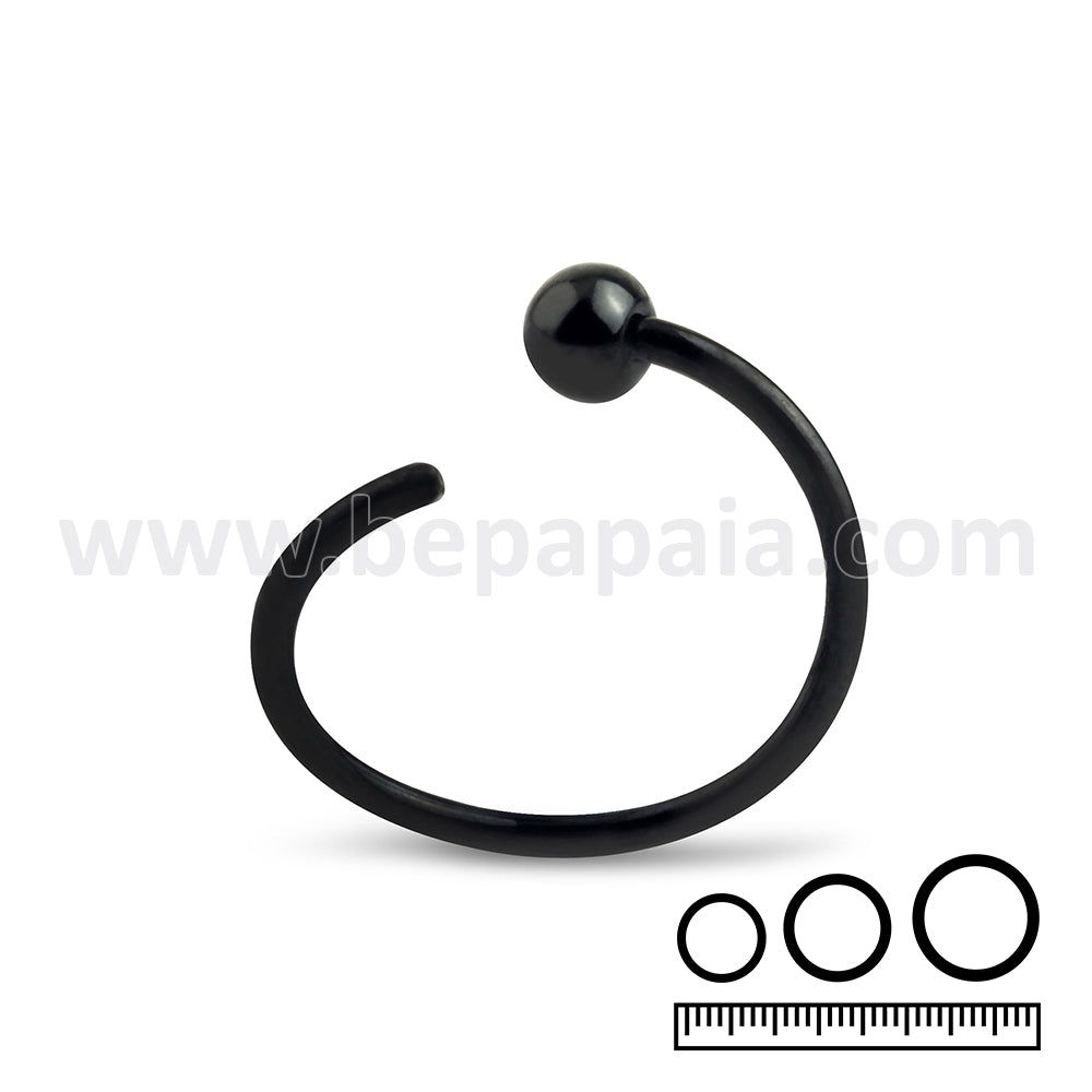 Black Surgical Steel flexible ring 1 side bead