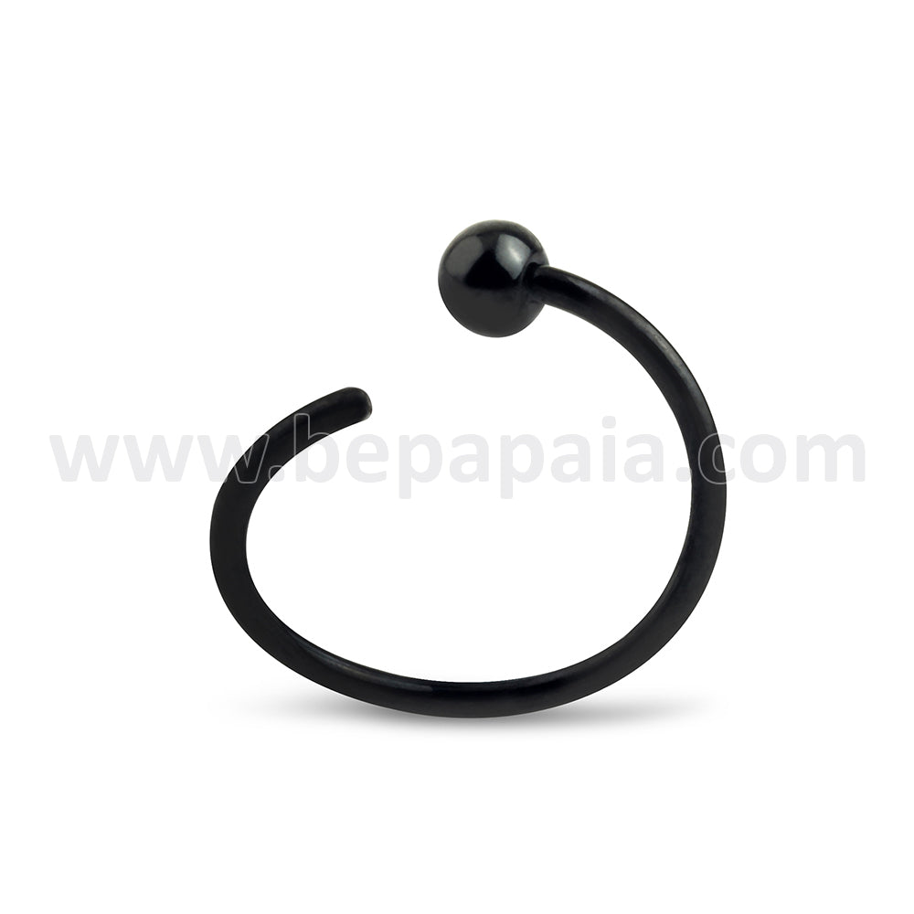 Black Surgical Steel flexible ring 1 side bead