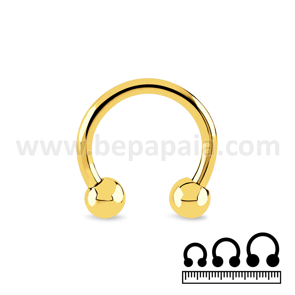 Circular barbell de acero dorado 0.8, 1.0 & 1.2mm