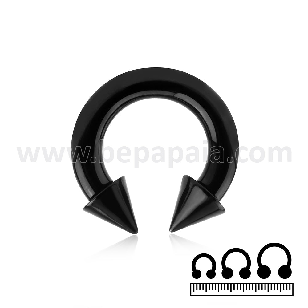 Circular barbell de Acero Quirúrgico negro con conos  2,3,4 & 5mm