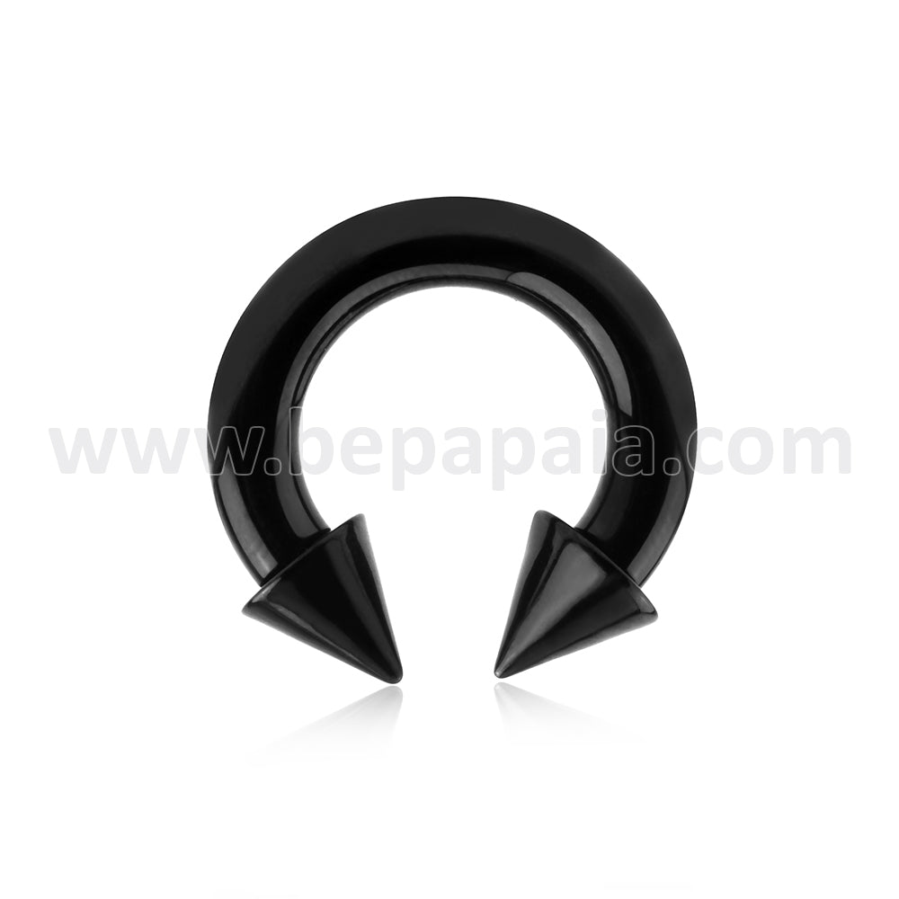 Black Surgical Steel circular barbell with cones