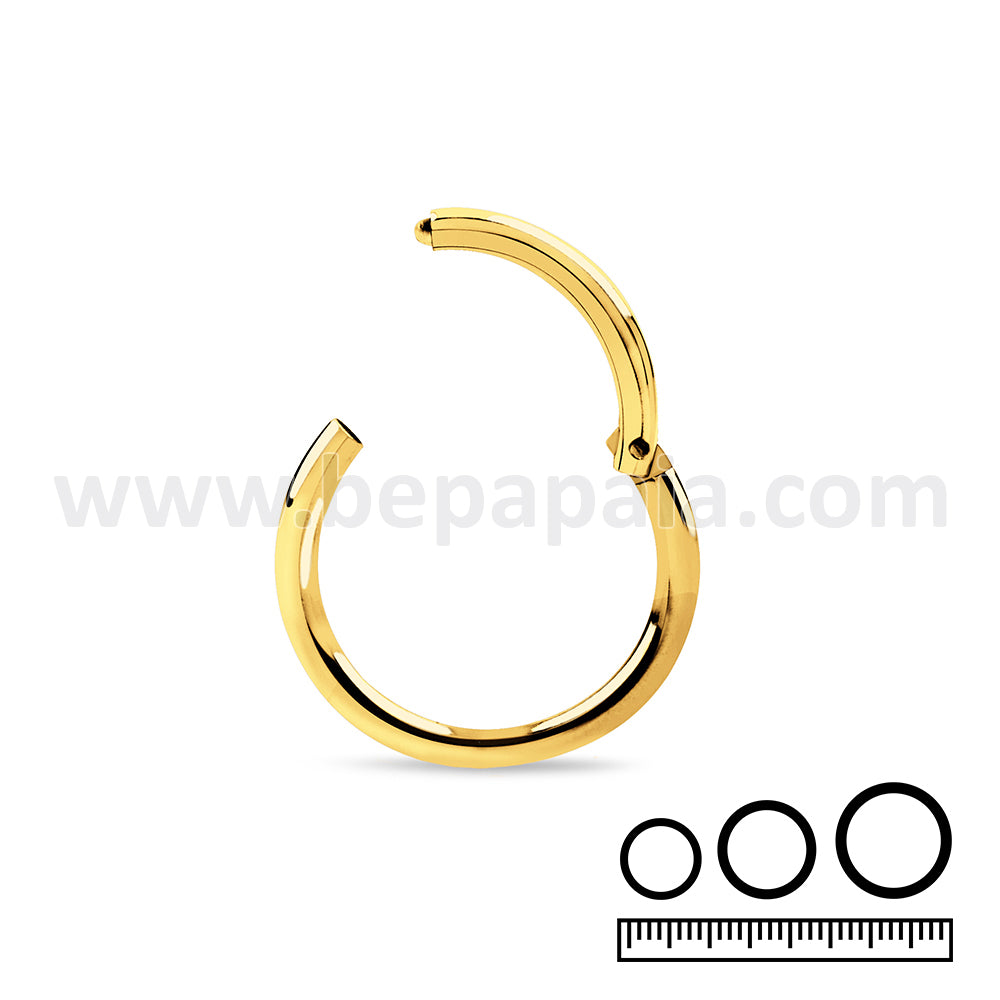 Piercing anneau de segment en acier doré avec fermeture de charnière 1.6&2mm