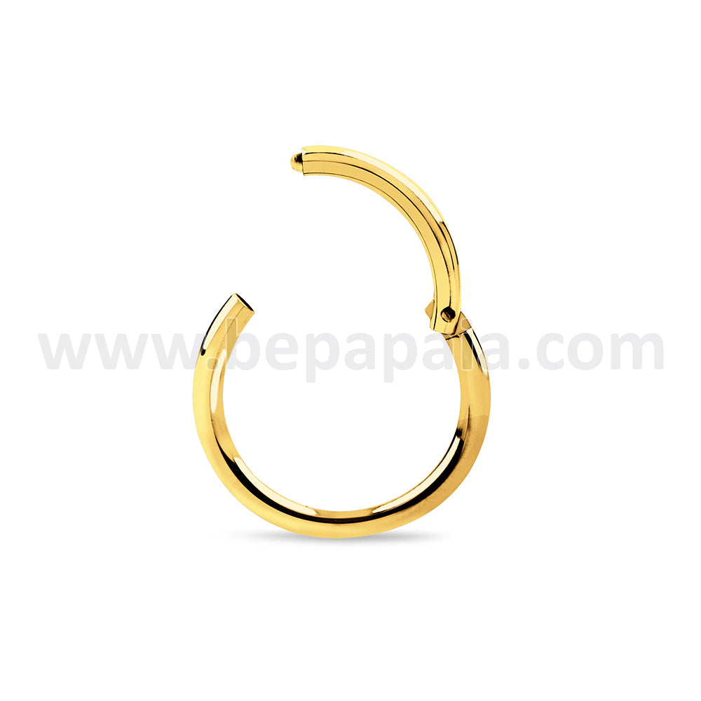 Piercing anneau de segment doré avec fermeture de charnière 0.8, 1.0, 1.2mm