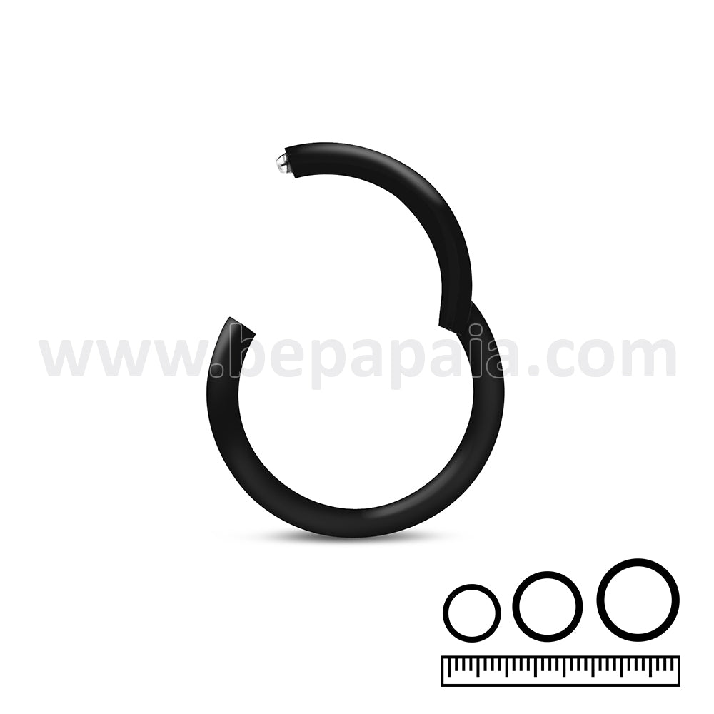 Black steel hinged segment ring 1.2x6,8,10mm