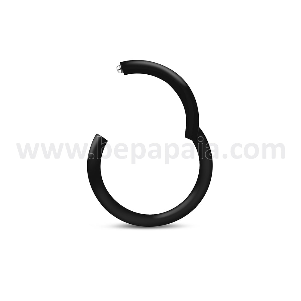 Piercing anneau de segment Acier Chirurgical Noir avec fermeture de charnière 1.2mm