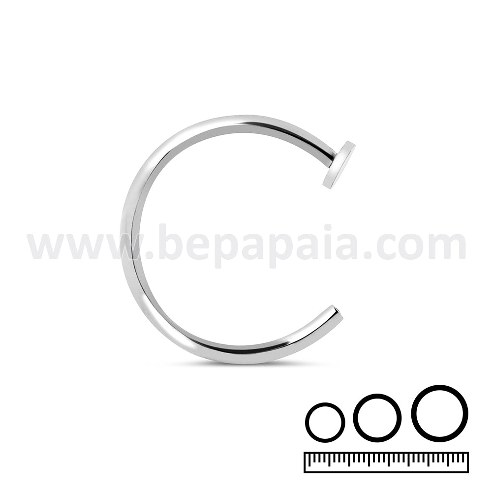 Surgical Steel nose ring with flat disk 0.8 and 1.0mm