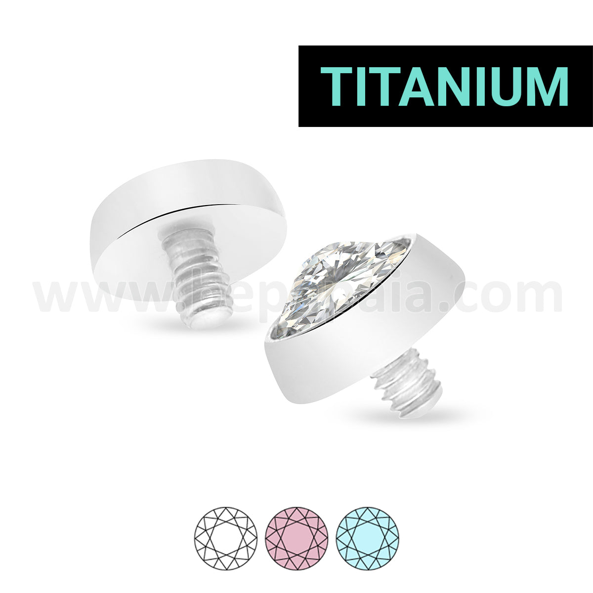 Titanium G23 disk with gem assorted colors 4 mm