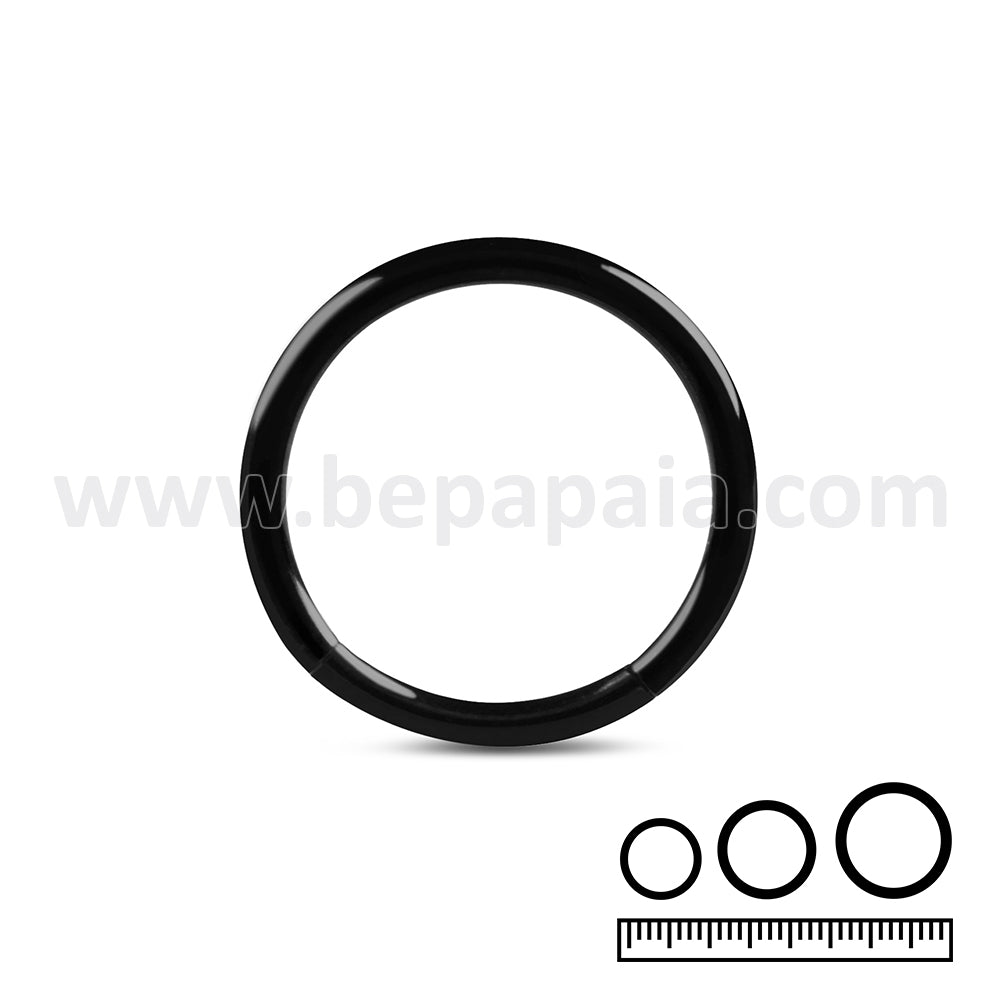 Black steel hinged segment ring 0.8x8,10mm