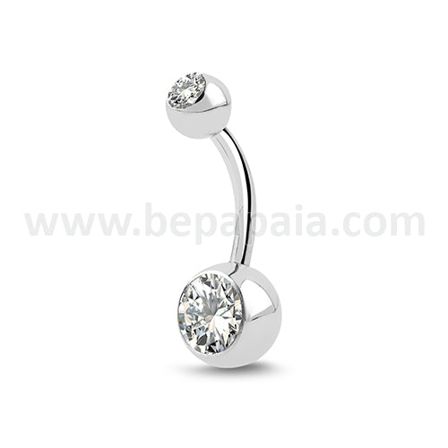 Piercing of steel navel with bright various colors