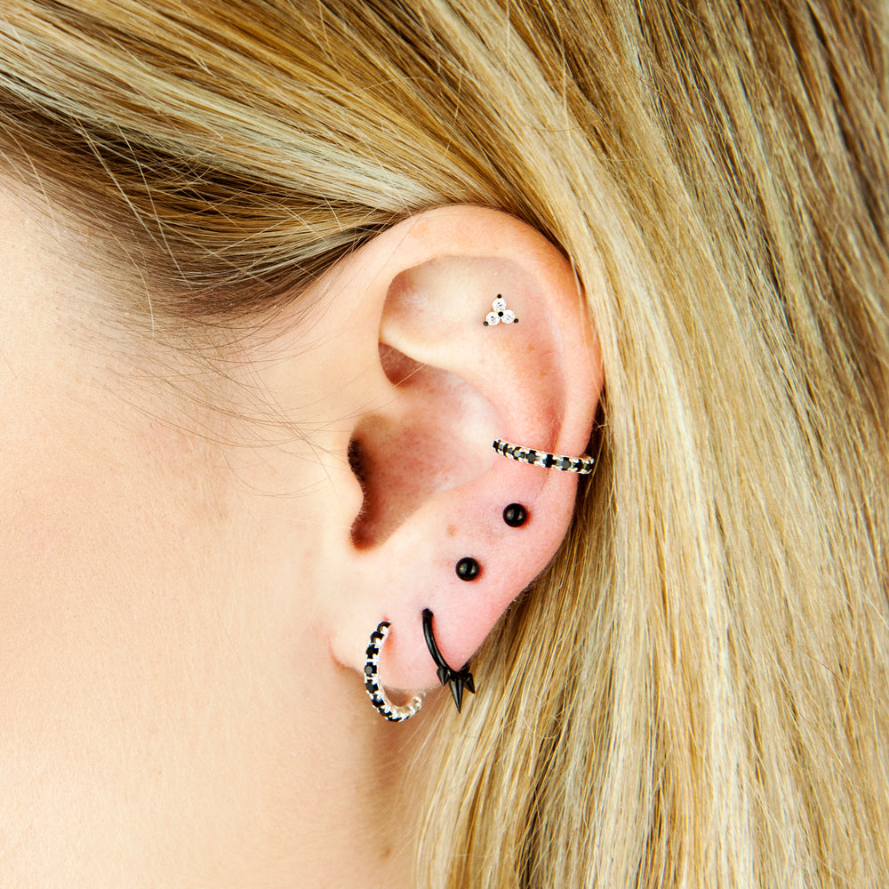 Hoop earring Surgical steel click with triple cone